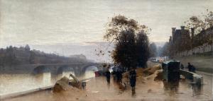 "Au crépuscule: quai du Louvre" Henri Gaston Darien