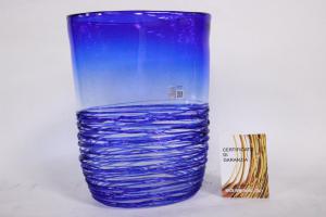 Vaso Murano blu originale firmato Enrico Cammozzo con certificato e bollino