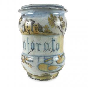 Apothekergefäß (Albarello) aus Majolika von Giacomo Boselli