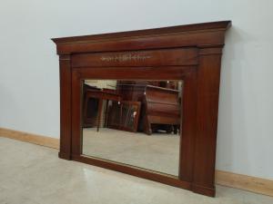 Specchiera caminiera Impero in noce - primi 800 - intarsi in ottone - specchio