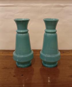 COPPIA DI VASI IN OPALINA AZZURRA FINE XIX SECOLO