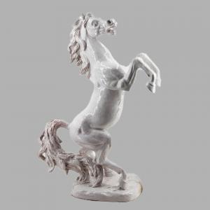 Ugo Zaccagnini & Figli, "Cavallo rampante", ceramica, firmato, Epoca '900, Ugo Zaccagnini & Figli, “Rearing Horse,” ceramic, signed, 20th century