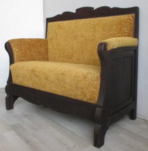 Liberty style two-seater sofa in ebonized poplar - early 1900s sofa - couch