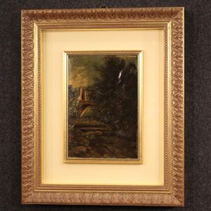Italian landscape painting oil on cardboard