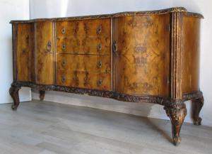 Chippendale Anrichte - Buffet - Nussbaum und Maserholz - 30er Jahre - ideal für Shabby Chic - sehr schön - hohe Qualität!