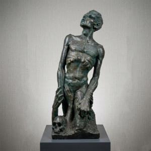 Patinated plaster sculpture, *Ultimo sospiro*, signed, 1957