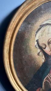 Devotional painting depicting the Virgin in Prayer – Oil on Canvas – 17th century - Foto 6