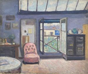 "Interno d'artista" Albert André (1869-1954) Olio su tela
