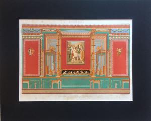 Scene di grottesche pompeiane - Incisione a bulino con passepartout - Epoca: XIX sec. - Italia - Autore: Vincenzo Loria (1849-1939)
