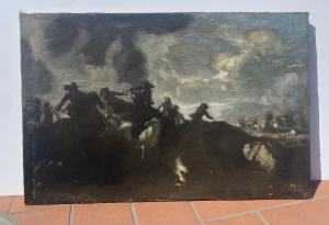 Círculo de Jacques Courtois, conhecido como "il Borgognone" (Saint-Hyppolite 1621 - Roma 1676) - Batalha de cavalaria. - Foto 5