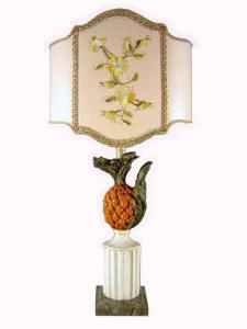 Painted and carved wooden table lamp around 1960s