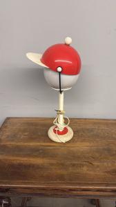 Vintage Lampe in Hutform aus den 70er Jahren, Travertinbasis, 50x25 cm