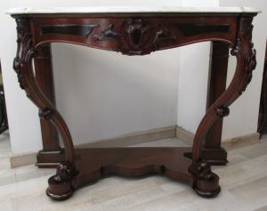 Console in noce Luigi Filippo piano in marmo - epoca 1850 - consolle - buffet
