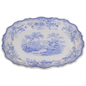 English white/blue wall or centerpiece dish - O/3292