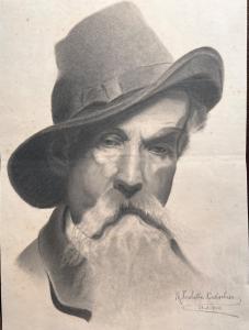 Desenho retratando um rosto masculino com barba