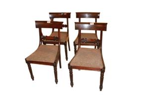 Gruppo di 4 sedie Stile Regency in legno di mogano