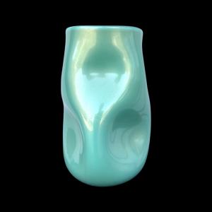 Vase aus überfangenem Glas mit Blattgold und Knittereffekt. Murano.