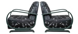 Pair of Art Deco armchairs upholstered in leather - M/1536 -