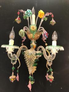 Coppia appliques due giardini vetro di Murano