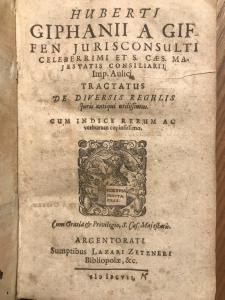 TREATISE ON VARIOUS RULES - HUBERTI GPHANII A GIFFEN - 1607