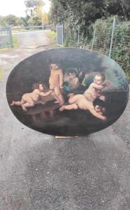 Magnificent Roman school painting, allegory of Bacchus as a child with cherubs, width 171x127, certificate of guarantee.