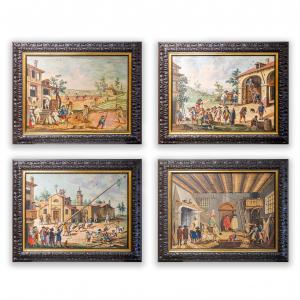 Giovanni Maria Genta, "The Four Seasons", tempera, late 18th century