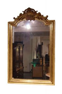 Specchiera stile Luigi XVI di metà 1800 in legno dorato foglia oro