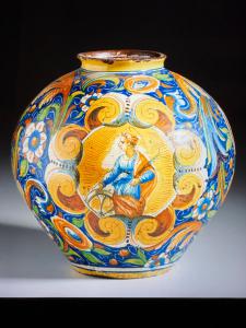 Vaso globulare in maiolica , Venezia ,  XVI secolo VENDUTO