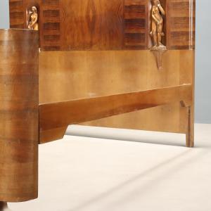 Letto Art Déco Italiano in Noce e Radica di Noce - Foto 10