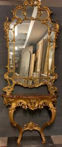 TAV299 - Console table with mirror, 18th century, cm W 110 x H 262 x D 40