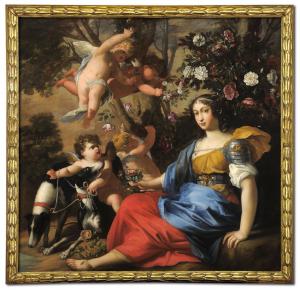Carle Dauphin (Metz, 1625/1628 circa – Torino, 1678) - Ritratto di dama raffigurata come Diana a riposo VENDUTO