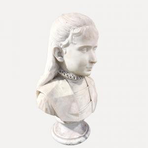 Busto in marmo, "Giovane ragazza", Epoca '800, Marble bust, ‘Young Girl’, 19th century - Foto 9