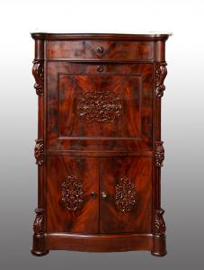 Antique Neapolitan Louis Philippe secretaire in mahogany burr. 19th century period.