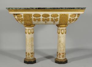 Empire console table in finely carved, lacquered and gilded wood, Genoa early 19th century