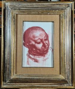 Pietro Annigoni, "Volto". Desenho a sanguínea.