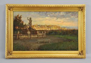 Isidoro Farina (Napoli 1857 Limbiate 1898) Veduta di Genova, olio su tela firmato in basso a destra.