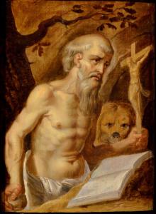 San Girolamo Olio su tavola del XVI secolo italiano dell'entourage di Prospero Fontana (VENDUTO)