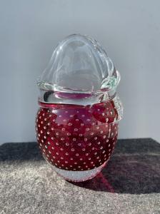 Vaso in vetro sommerso pesante bulicante.Pierre Marion.Francia.
