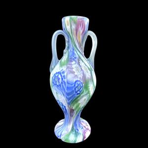 Mehrfarbige Millefiori-Murrinavase mit zwei Griffen. Fratelli Toso. Murano.