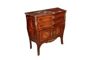 French commode with drawers and 2 doors, Louis XV style, 19th century, richly inlaid