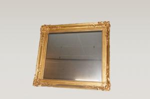 Antica Grande specchiera quadrata foglia oro del 1800