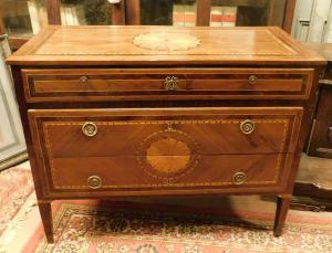 ARM222 - Louis XVI inlaid and veneered chest of drawers, dimensions cm L 120 x D 54 x H 95