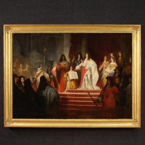 Incoronazione di Vittorio Amedeo II, dipinto firmato Ed. Hamman e datato 1866