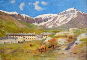 Carlo Pollonera "Paesaggio alpestre", Val d'Aosta , Primi '900, Carlo Pollonera, ‘Alpine Landscape’, Val d’Aosta, early 20th century