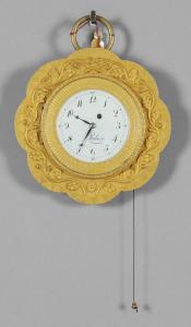 Pendola da carrozza in bronzo dorato con ripetizione, firmata Robert, Francia I metà secolo XIX