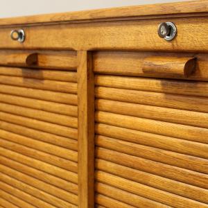 Antique oak filing cabinet with roller shutter - Foto 9