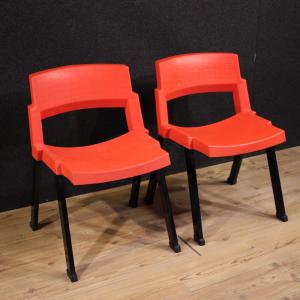 Pair of red City chairs by Lucci & Orlandini for Lamm
