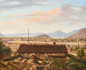 "Paesaggio" - Öl auf Karton von Giovan Battista Molinelli