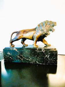 Statua Leone in bronzo base marmo 1940
