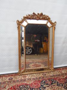 GROßER GOLDENER SPIEGEL IM NAPOLEON III. STIL, FRANKREICH 103xH166